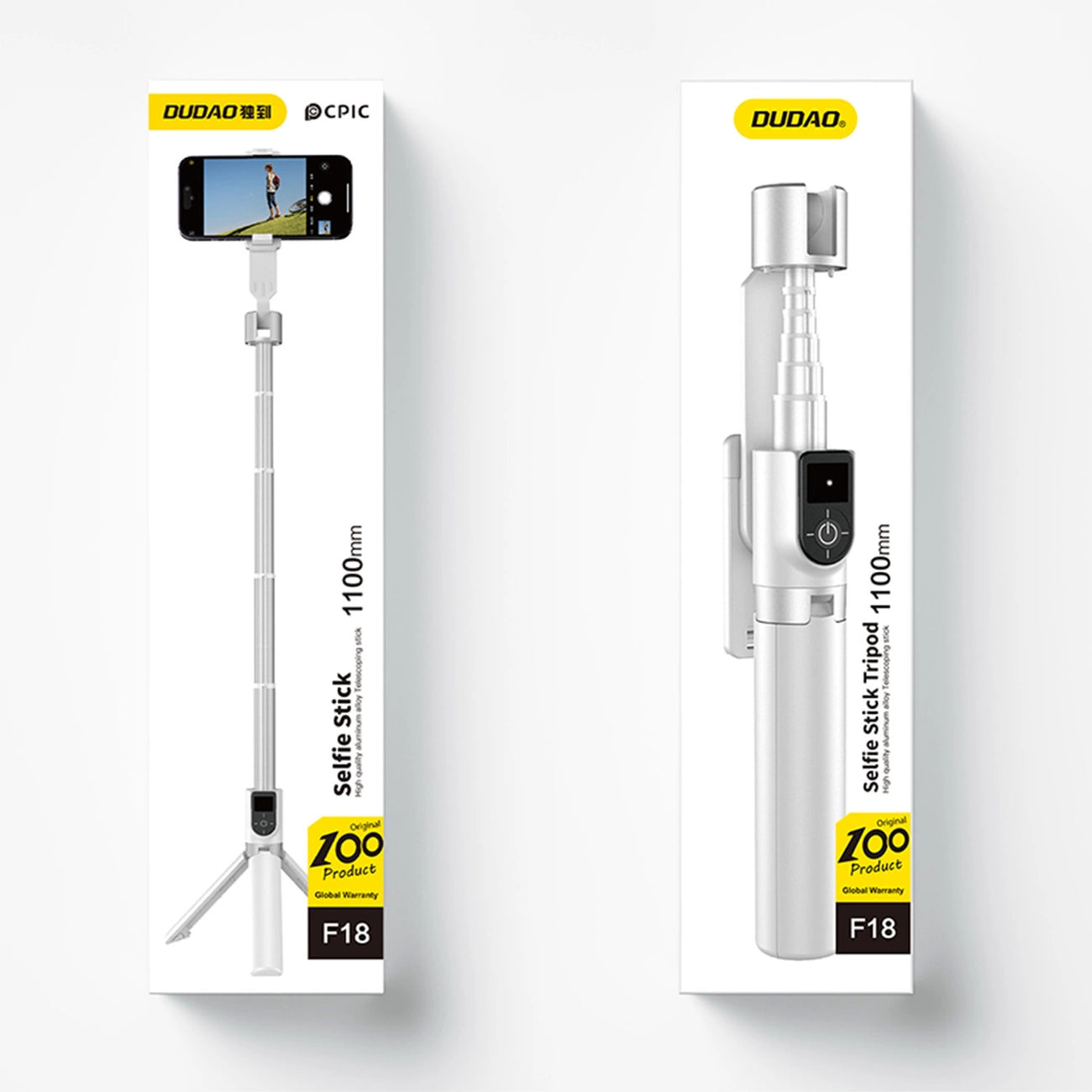 Dudao F18W Selfie Stick mit Bluetooth Stativ - 110 cm Teleskop, Weiß - MIZO.at