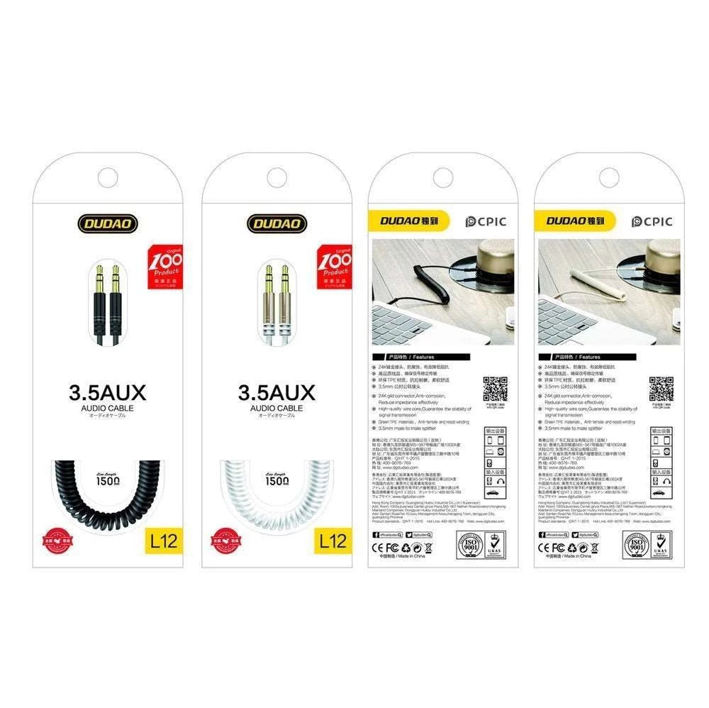 DuDao Dehnbares AUX Kabel 150cm Feder Mini-Jack Audio Kabel - MIZO.at