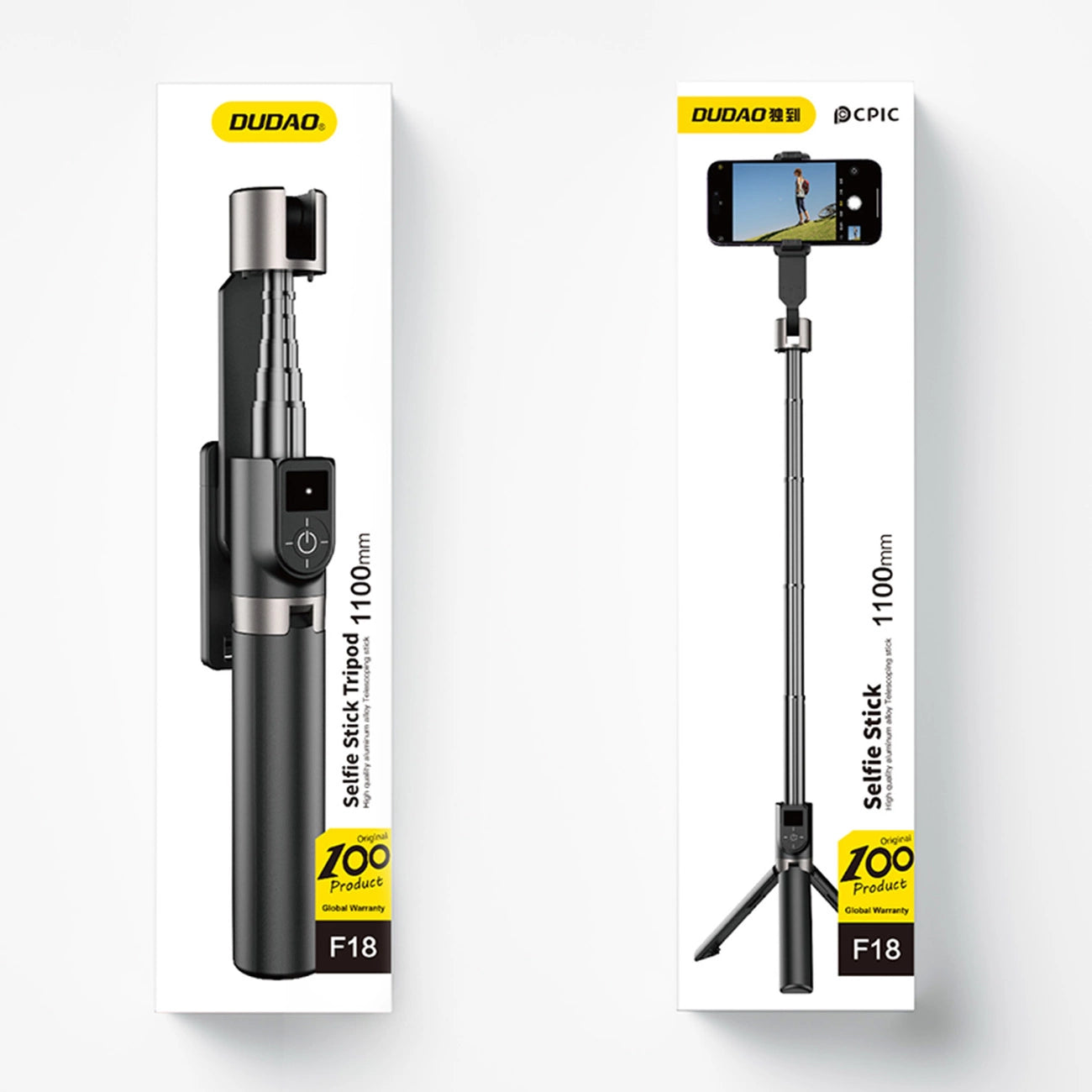 Dudao F18B Selfie Stick mit Bluetooth Stativ - 110 cm Teleskop, Schwarz - MIZO.at