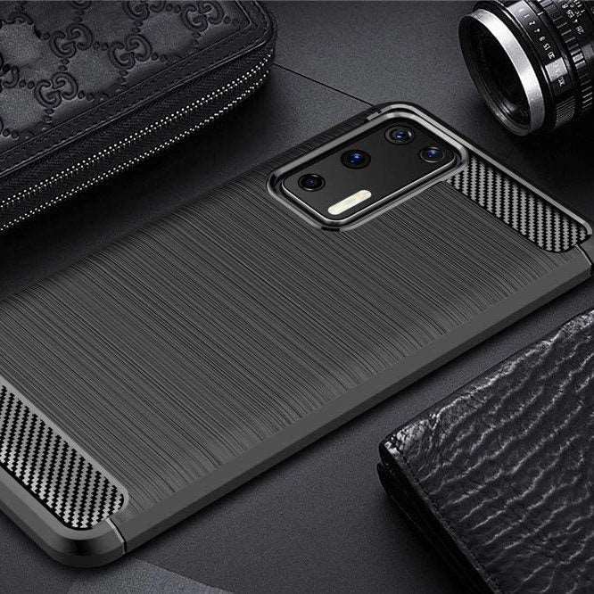 Huawei P40 Carbon Case – Blau Kohlefaser Flexible Hülle Schlank - MIZO.at