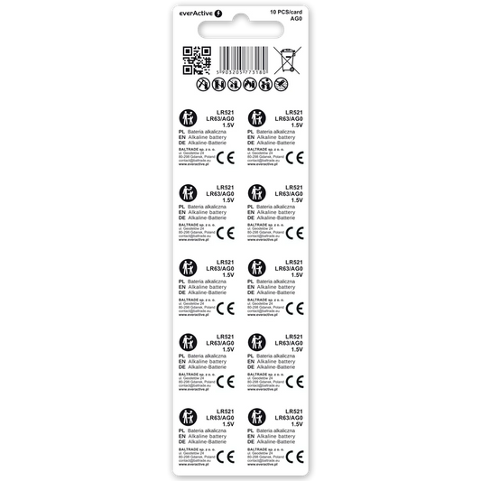 10er Pack EverActive AG0 G0 LR521 Mini Alkaline Batterien - MIZO.at