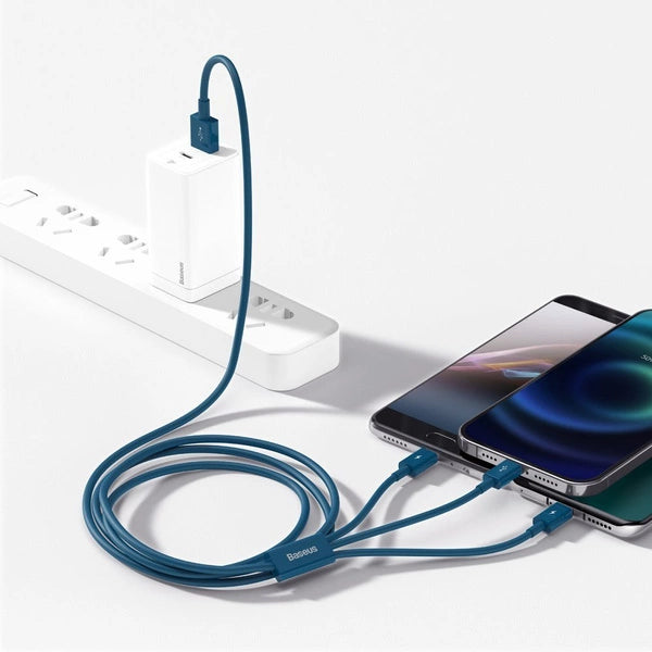 Baseus 3in1 Universalkabel – Lightning/USB-C/Micro 1,5m Blau - MIZO.at