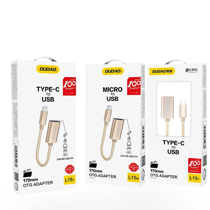 Dudao L15T OTG USB-C Adapter – Type-C Verbindung Grau Praktisch - MIZO.at