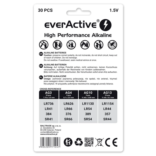 everActive Mini Alkaline Batterien Set 30er – G3/G4/G10/G13 - MIZO.at