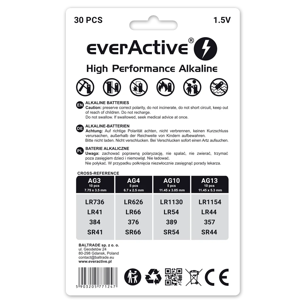 everActive Mini Alkaline Batterien Set 30er – G3/G4/G10/G13 - MIZO.at