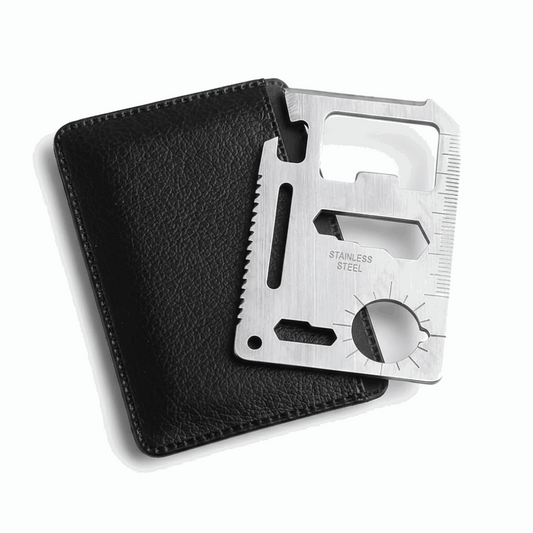 Multitool-Karte Metall – 11 Funktionen im kompakten Survival-Tool - MIZO.at