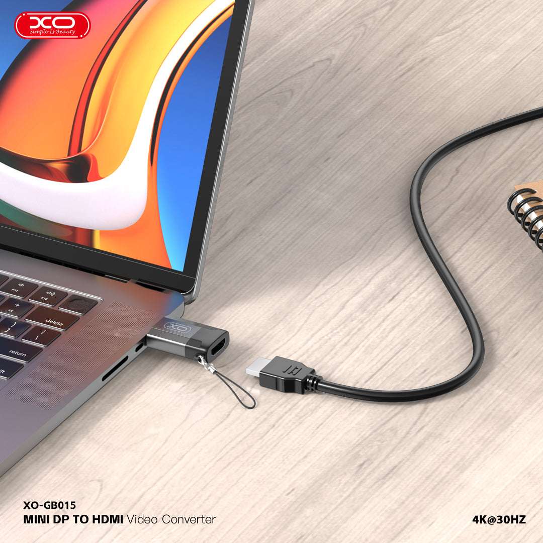 XO GB015 Mini DisplayPort to HDMI Adapter | 4K Gray - MIZO.at
