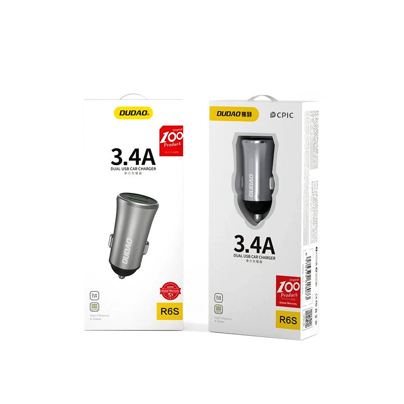 Dudao R6S Smart Car Charger | 3.4A Dual USB Adapter - MIZO.at