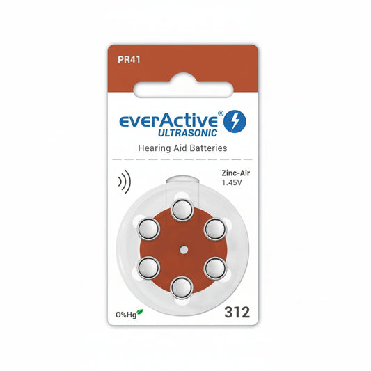 everActive ULTRASONIC 312 Hörgerätebatterien 6er Pack Zink-Luft - MIZO.at