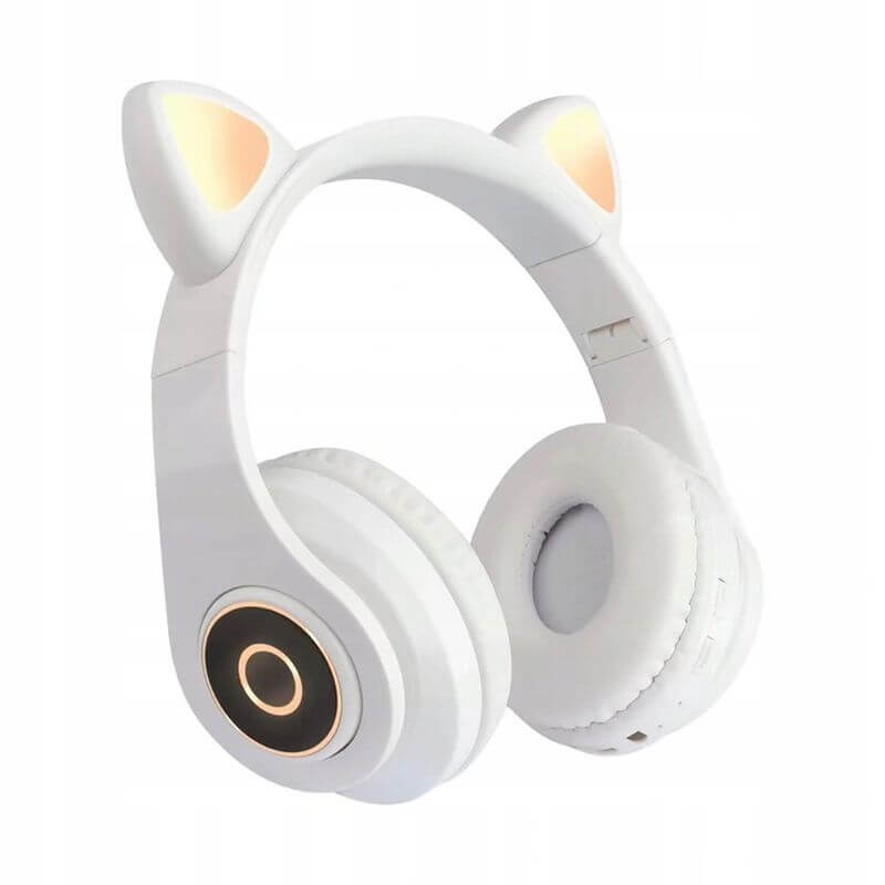 Bluetooth Kids Headphones B39 | Cat Ear LED, White - MIZO.at