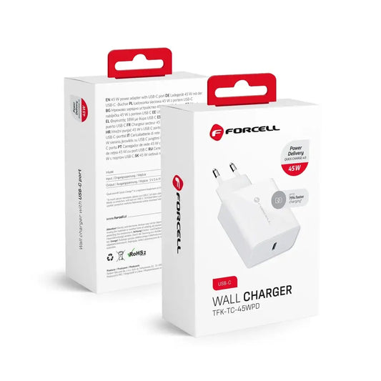 FORCELL F‑ENERGY TFK‑TC‑45WPD 45 W Travel Charger – White - MIZO.at