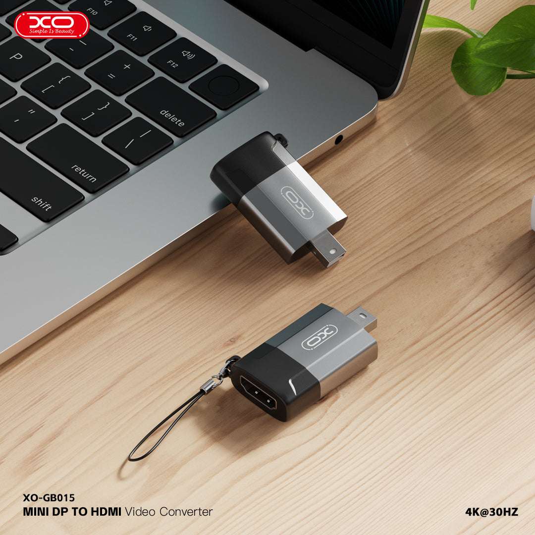 XO GB015 Mini DisplayPort to HDMI Adapter | 4K Gray - MIZO.at