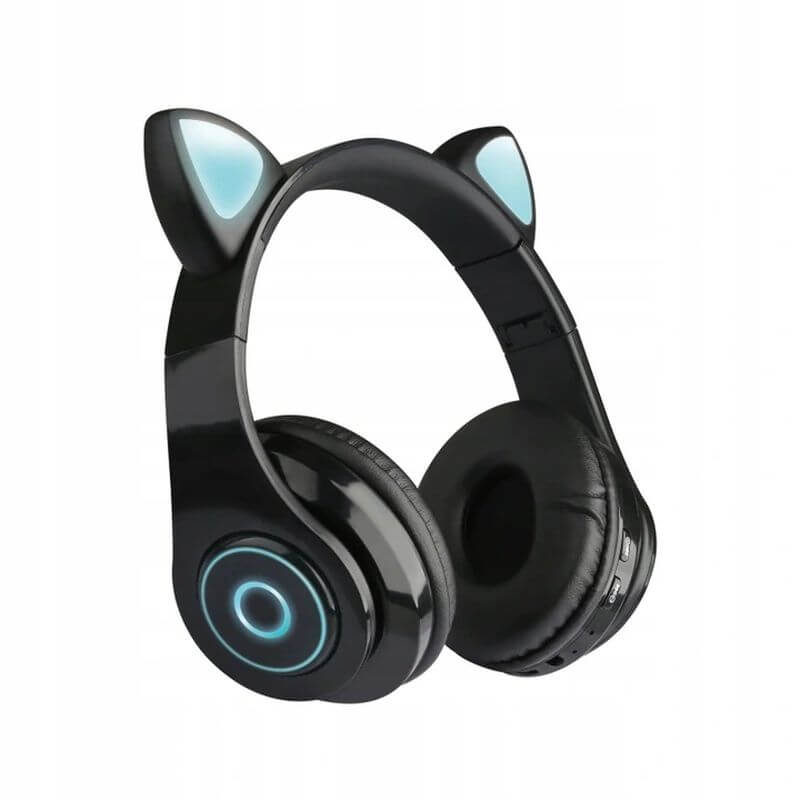 Bluetooth Headphones B39 | Cat Ears LED, Black - MIZO.at