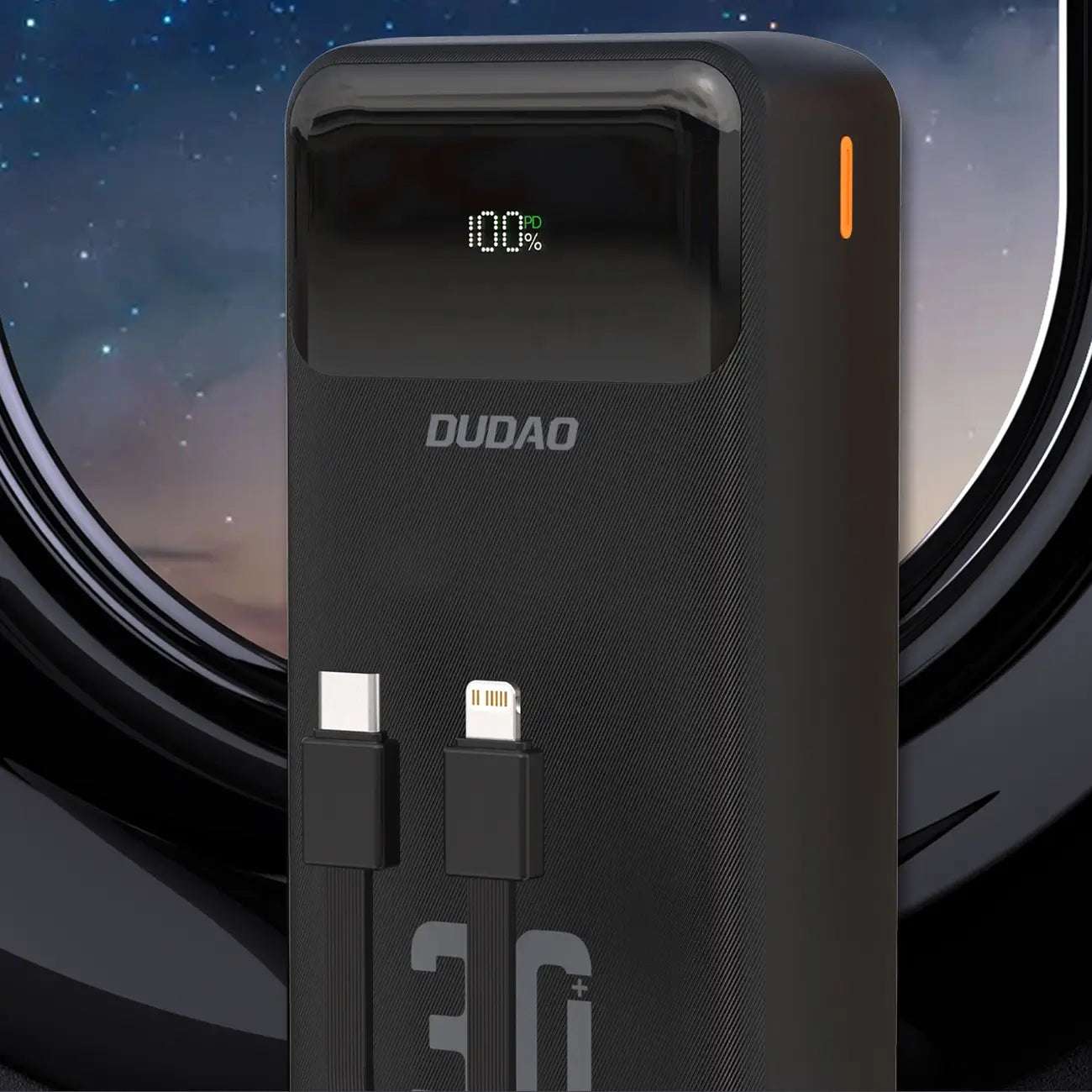 Dudao K15MAX 30000mAh PD 22.5W Powerbank with Built-in Cables – Black