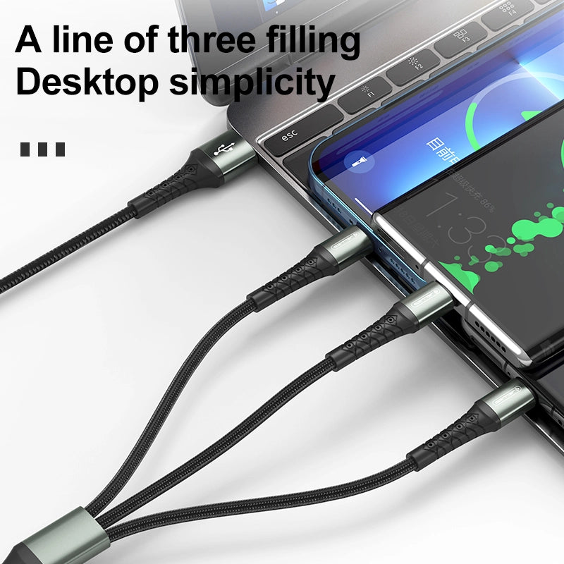 3-in-1 Charging Cable | B11 Fast Multi USB Charging Adapter 1.2M - MIZO.at