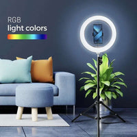 LED Ring Stream RGB Lamp 12" with Phone Holder & Tripod | Black - MIZO.at
