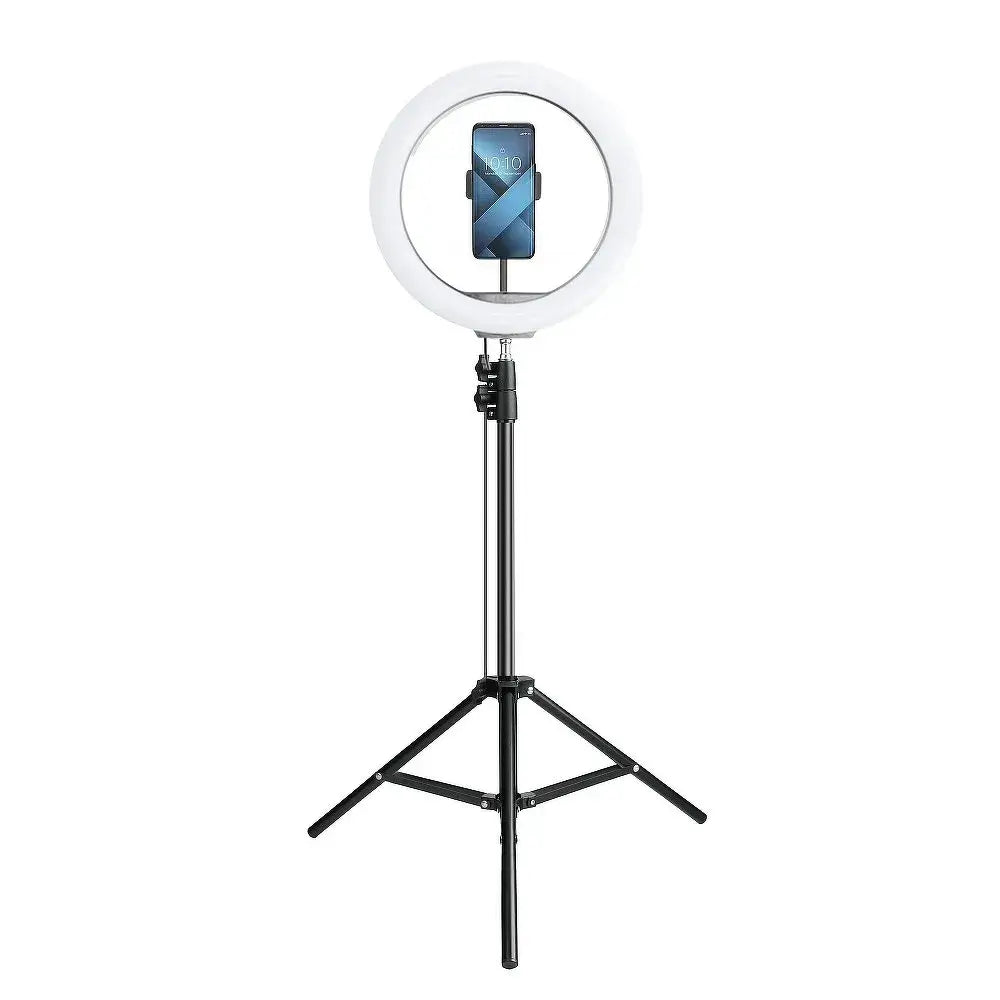 LED Ring Stream RGB Lamp 12" with Phone Holder & Tripod | Black - MIZO.at