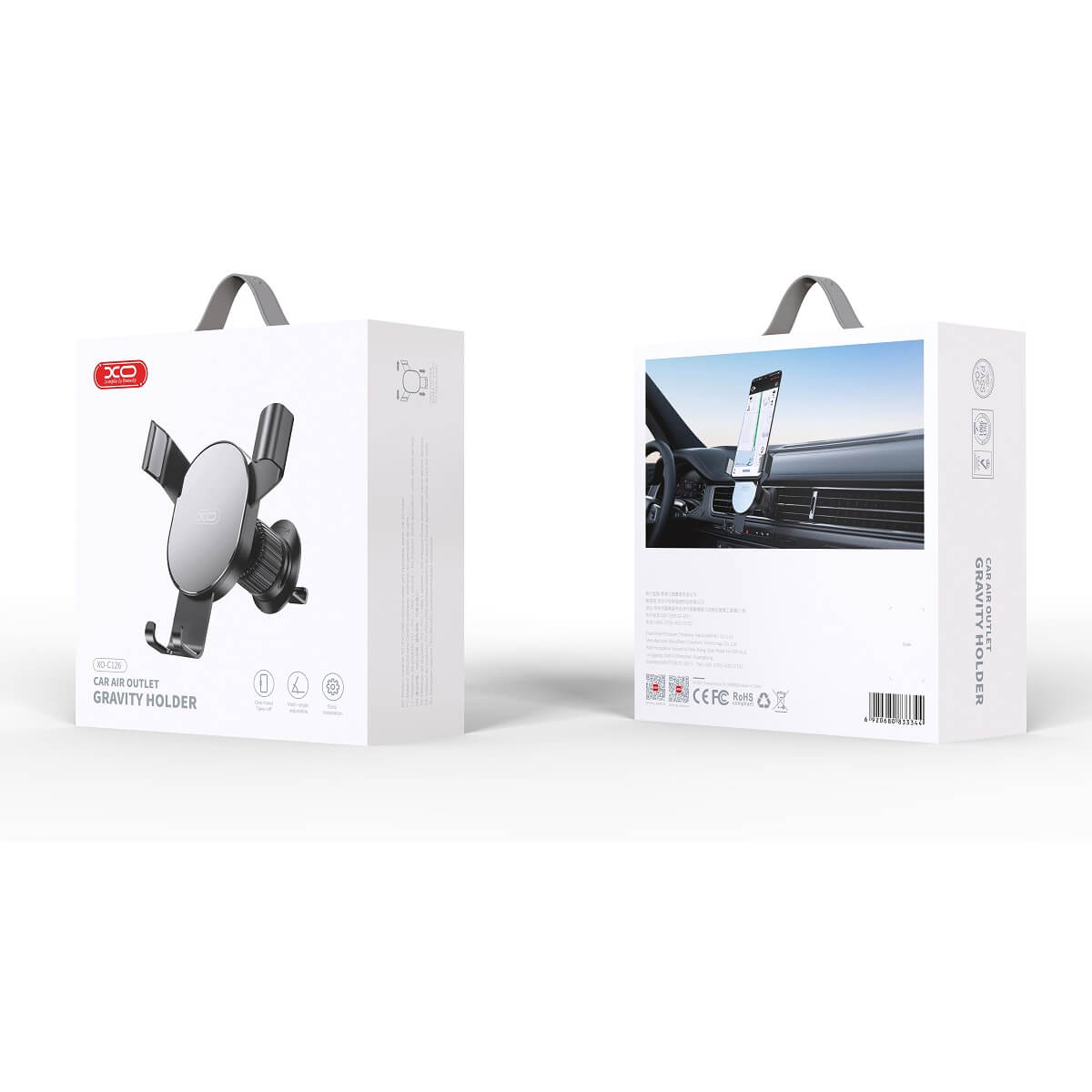 XO Car Holder 126 Air Vent Mount – Silver-Black - MIZO.at