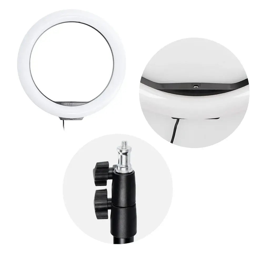 LED Ring Stream RGB Lamp 12" with Phone Holder & Tripod | Black - MIZO.at