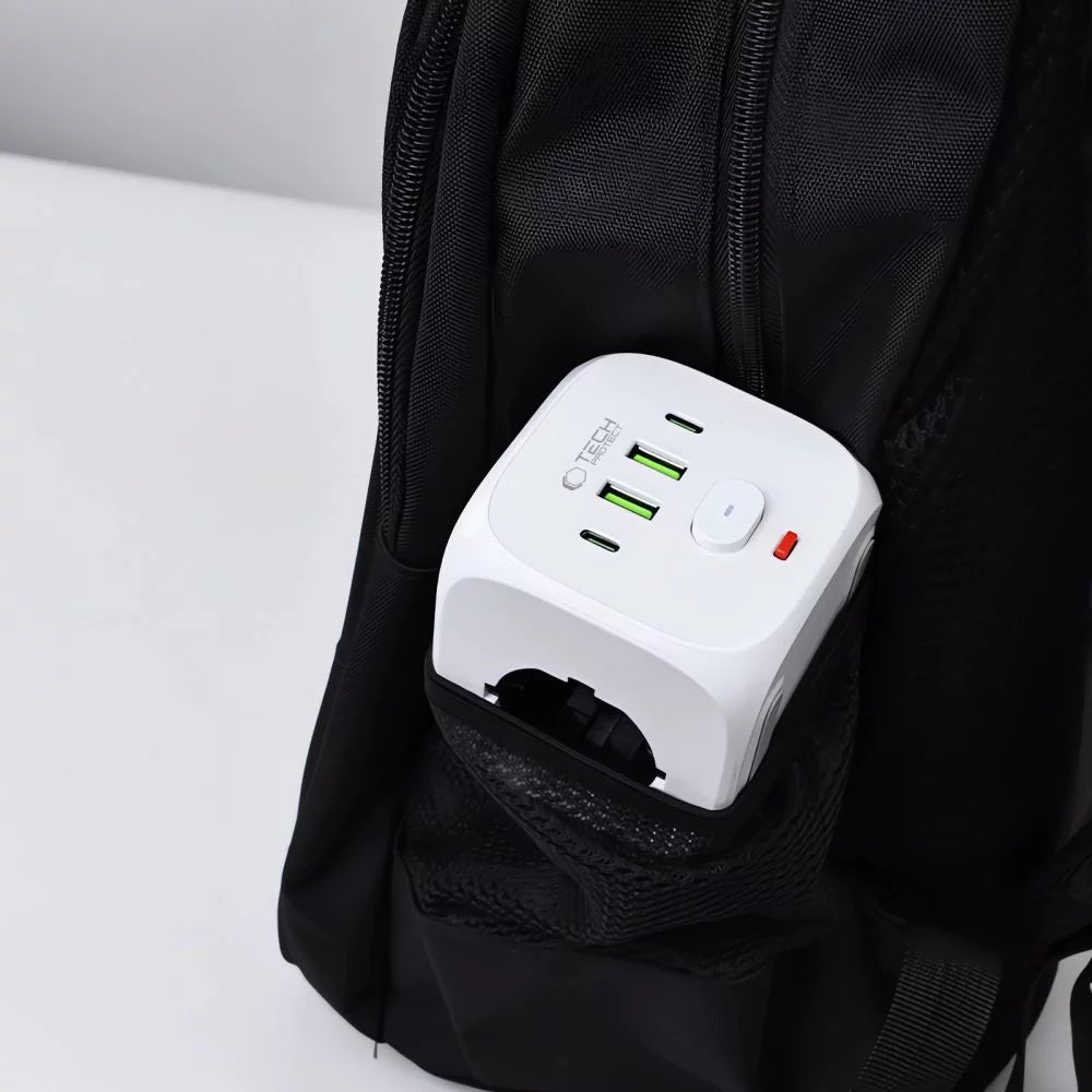 Tech-Protect PCL3X4 Power Socket | 3 Outlets, USB & Type-C, White - MIZO.at