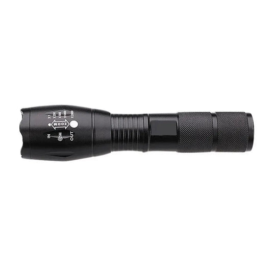 LED-Taschenlampe Schwarz mit Teleskop-Zoom – Einstellbarer Fokus - MIZO.at