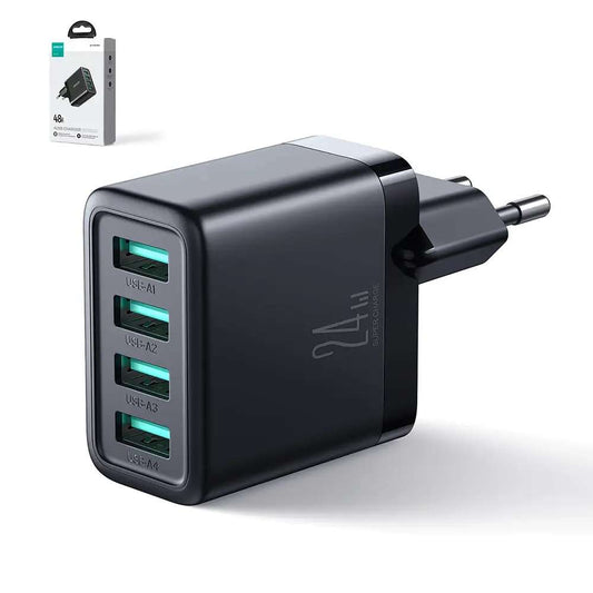 Joyroom JR-TCN03 24W 4-Port USB-A Wall Charger – Black