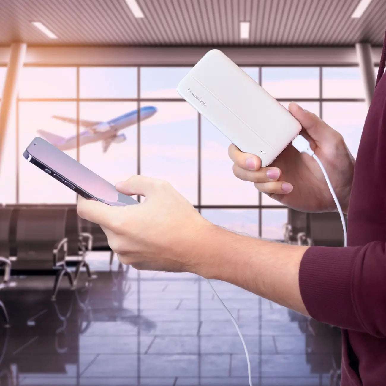 Wozinsky 10000mAh Powerbank White | Slim Dual USB Charger