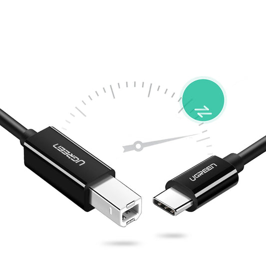 Ugreen USB-C zu USB-B Drucker Kabel – 2m 480Mbps Schwarz - MIZO.at