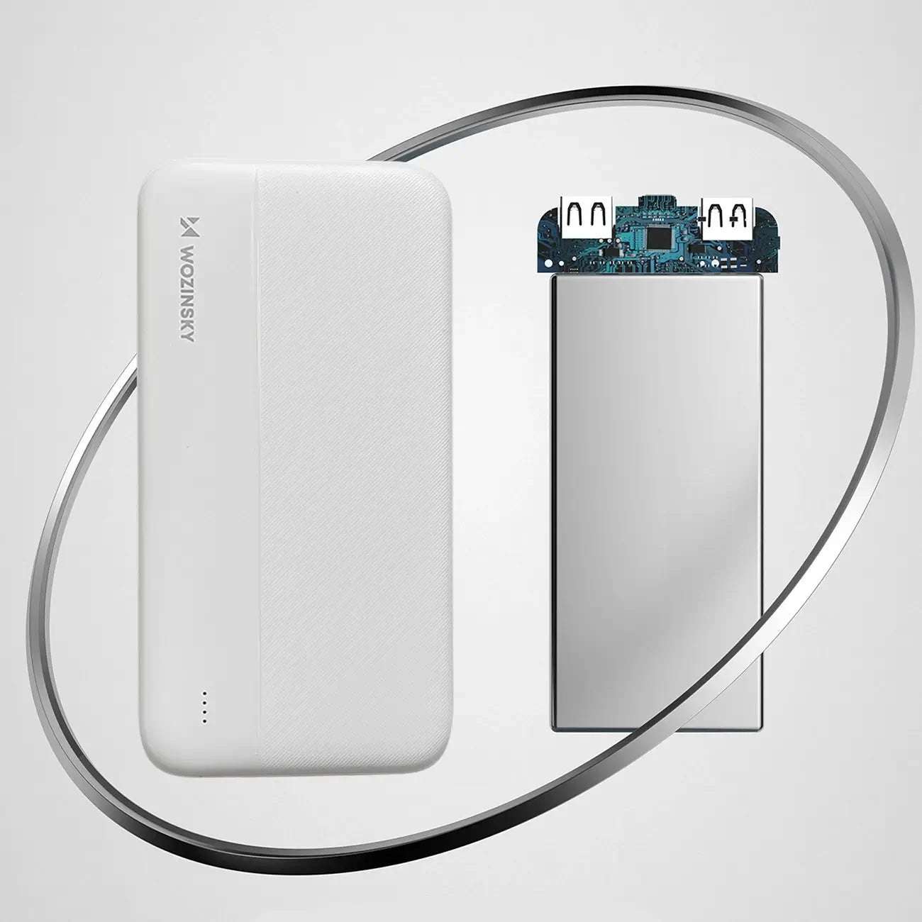 Wozinsky 10000mAh Powerbank White | Slim Dual USB Charger
