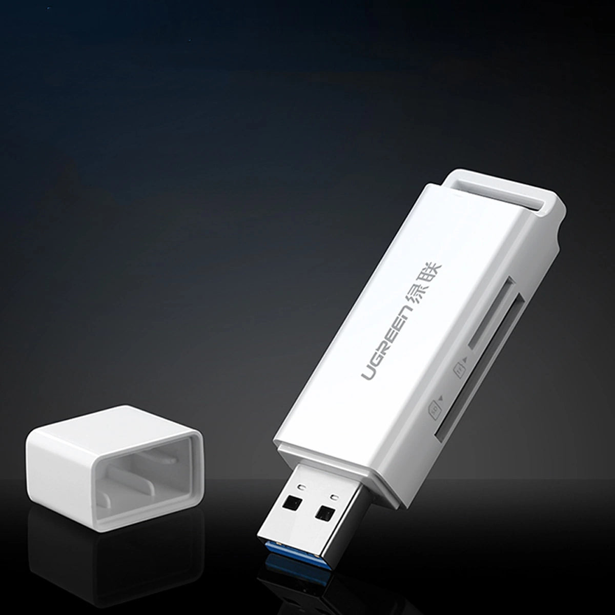 USB 3.0 Card Reader | Portable TF/SD Memory Card Adapter White - MIZO.at