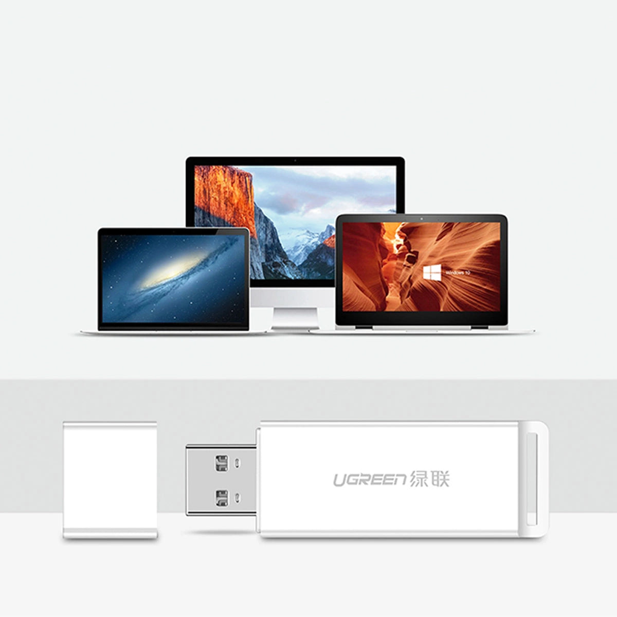 USB 3.0 Card Reader | Portable TF/SD Memory Card Adapter White - MIZO.at