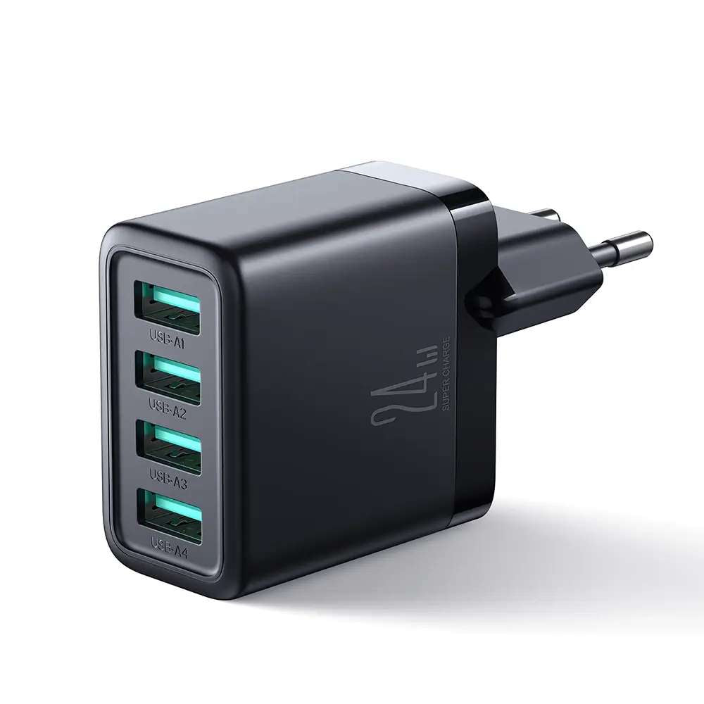 Joyroom JR-TCN03 24W 4-Port USB-A Wall Charger – Black