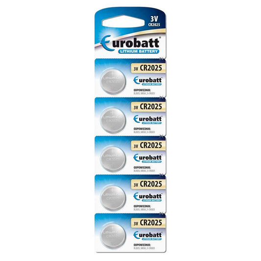 5er Pack CR2025 Lithium Knopfzellen 3 V Eurobatt - MIZO.at