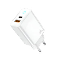 30W GaN PD Wall Charger | Dual USB Ports | JELLICO EU13 (White) - MIZO.at