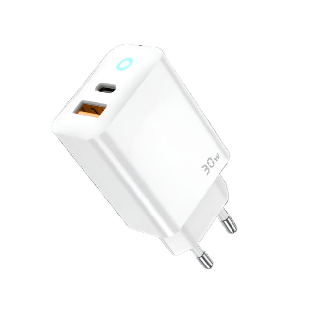 30W GaN PD Wall Charger | Dual USB Ports | JELLICO EU13 (White) - MIZO.at