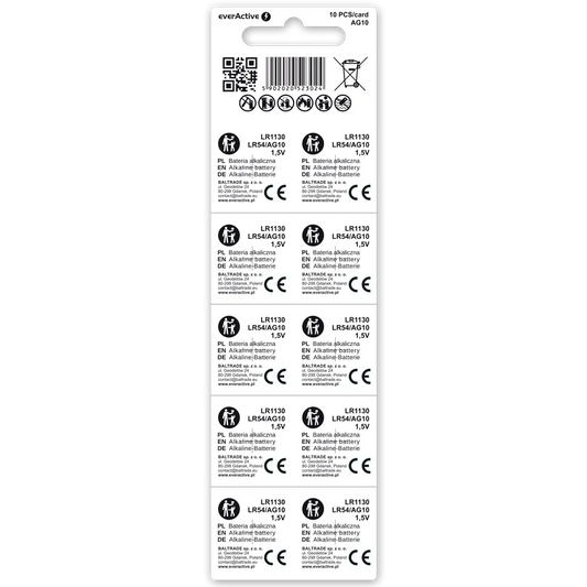 10er Pack everActive AG10 Mini Alkaline Batterie LR1130 LR54 - MIZO.at