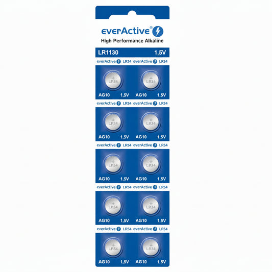 10er Pack everActive AG10 Mini Alkaline Batterie LR1130 LR54 - MIZO.at