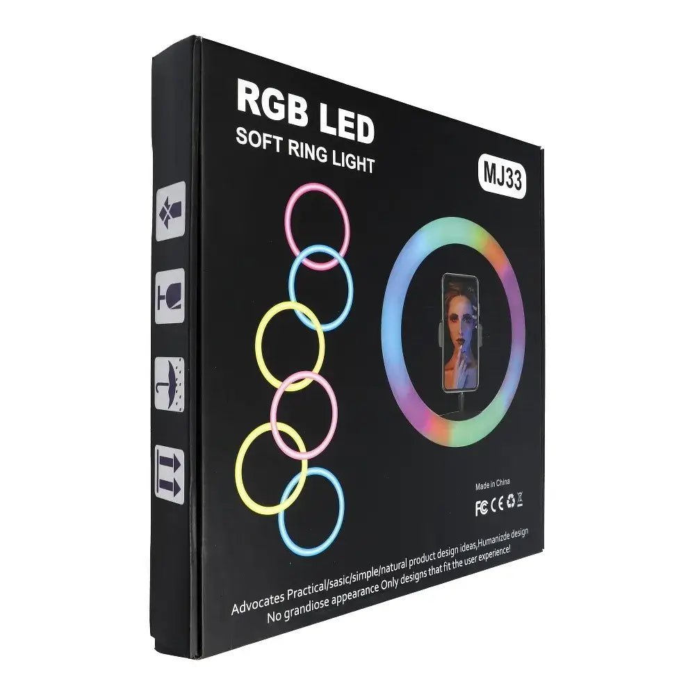 LED Ring Stream RGB Lamp 12" with Phone Holder & Tripod | Black - MIZO.at