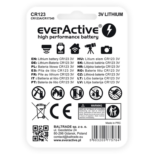 1er Pack everActive CR123A Lithium Foto Batterie 3V - MIZO.at