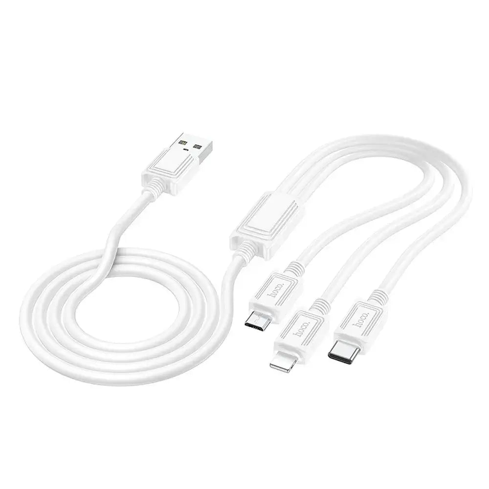 Hoco X74 3in1 USB Kabel 1m Lightning Micro USB USB-C Weiß - MIZO.at