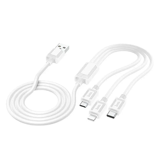 Hoco X74 3in1 USB Kabel 1m Lightning Micro USB USB-C Weiß - MIZO.at
