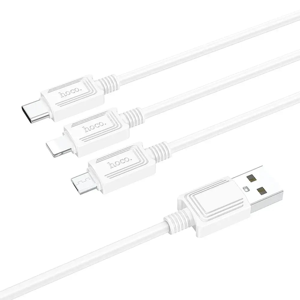 Hoco X74 3in1 USB Kabel 1m Lightning Micro USB USB-C Weiß - MIZO.at