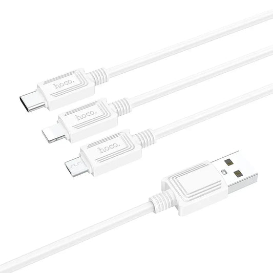 Hoco X74 3in1 USB Kabel 1m Lightning Micro USB USB-C Weiß - MIZO.at