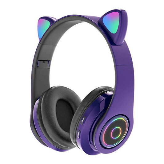 B39 Bluetooth Kopfhörer Katzenohren Lila | Wireless Headset für Kinder - MIZO.at