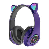 B39 Bluetooth Kopfhörer Katzenohren Lila | Wireless Headset für Kinder - MIZO.at
