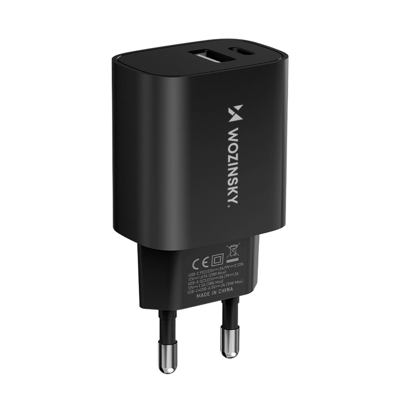 Wozinsky 20W USB-A USB-C Wall Charger | Dual Ports, Fast Charging - MIZO.at