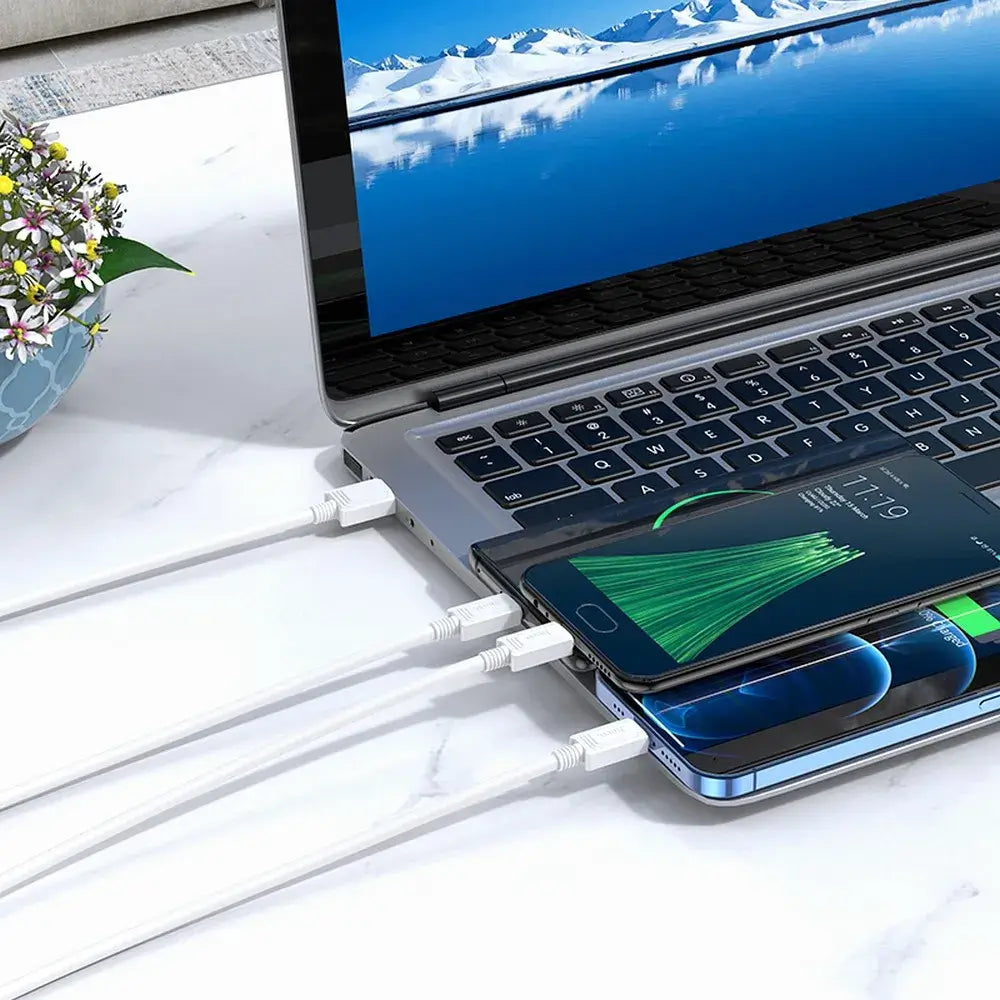 Hoco X74 3in1 USB Kabel 1m Lightning Micro USB USB-C Weiß - MIZO.at