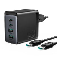 Joyroom GaN 67W 4-Port Charger + USB-C Cable | Black TCG02 - MIZO.at
