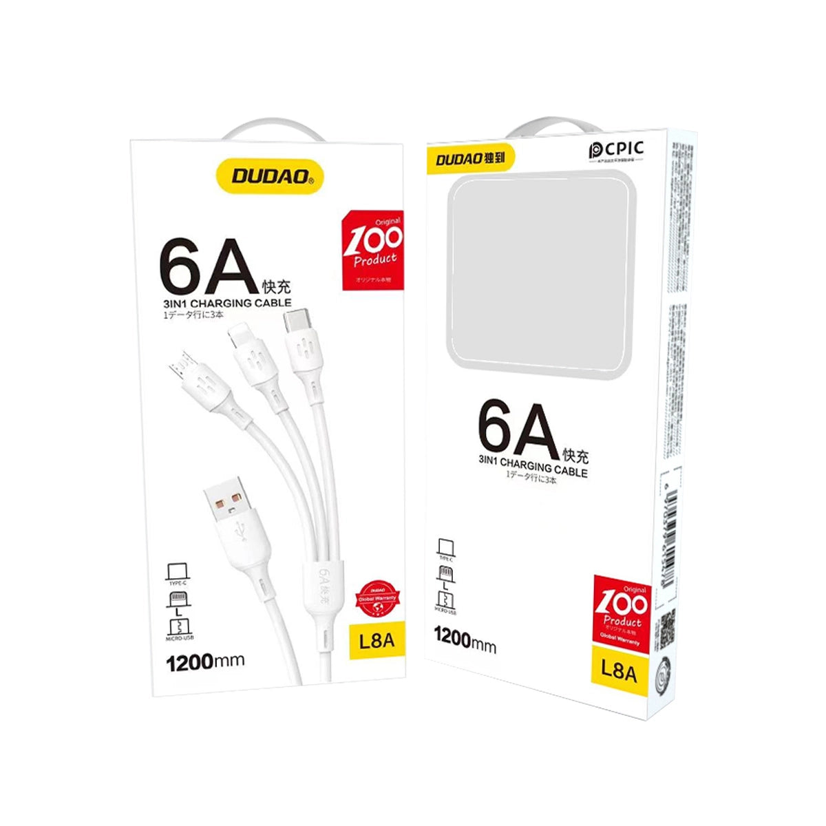 Dudao 3in1 Universal USB Cable | USB-C, Micro USB, Lightning - 6A - MIZO.at