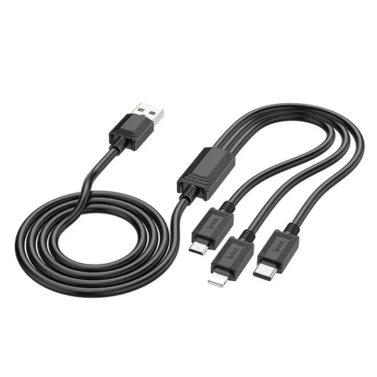 Hoco X74 3in1 USB Kabel 1m Lightning Micro USB USB-C Schwarz - MIZO.at